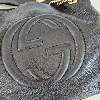 Gucci Black Leather Medium Soho Chain Tote