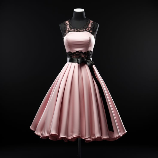 Elegant Pink Satin Lace A Line Short Prom Dress Formal 8th Grade Homecoming Dress Y9125
