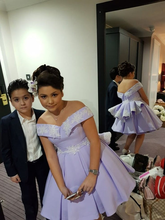 Lavender Bridesmaid Dresses Knee Length Wedding Party Gowns Plus Size Custom Made   fg8195