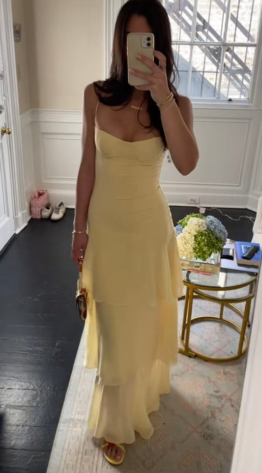 Yellow Fashion Long Prom Dress Evening Party Dresses  fg7739