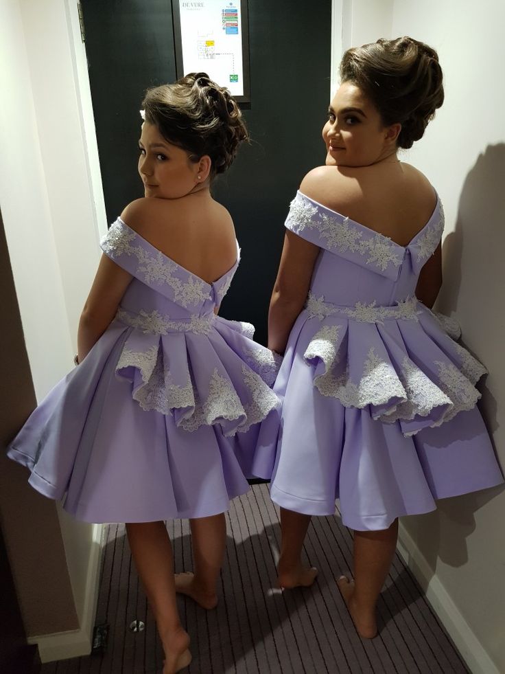 Lavender Bridesmaid Dresses Knee Length Wedding Party Gowns Plus Size Custom Made   fg8195