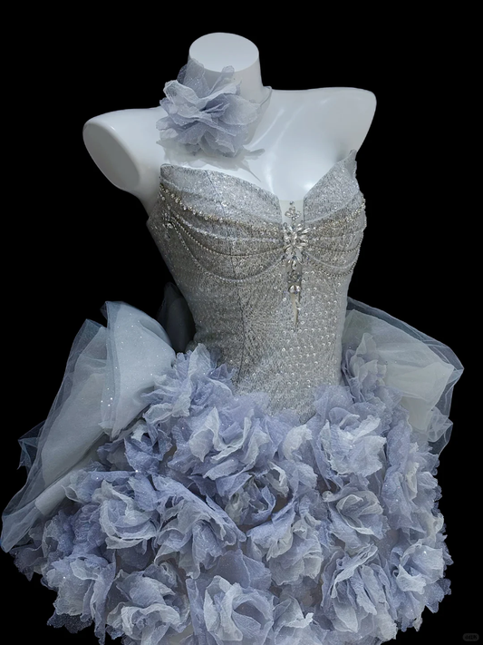 Stunning A Line Sweetheart Neck Beaded Sequin Purple Floral Tulle Homecoming Dresses Birthday Dresses SH5045