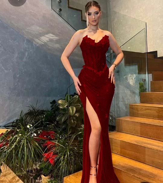 Purple Sweetheart Sleeveless Mermaid Split Prom Dress with Sequins - liymcdress