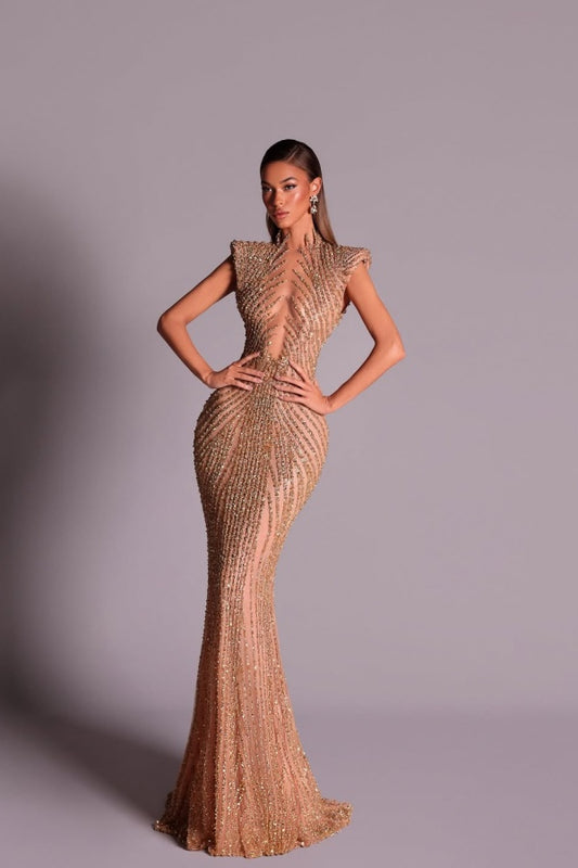 Charming Scoop Neck Sleeveless Beaded Mermaid Prom Dress | Liymcdress