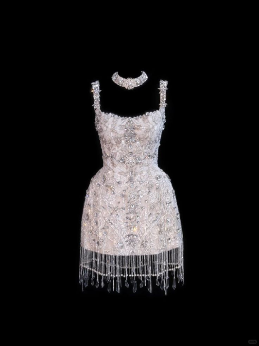 Gorgeous Sheath Satin Beaded Cocktail Dress Formal Short Homecoming Dress Birthday Dress Y9660