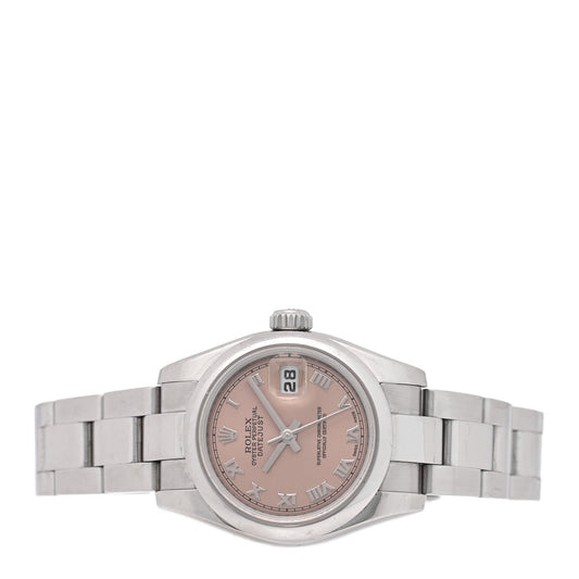 Stainless Steel 26mm Oyster Perpetual Datejust Watch Pink Roman 179160