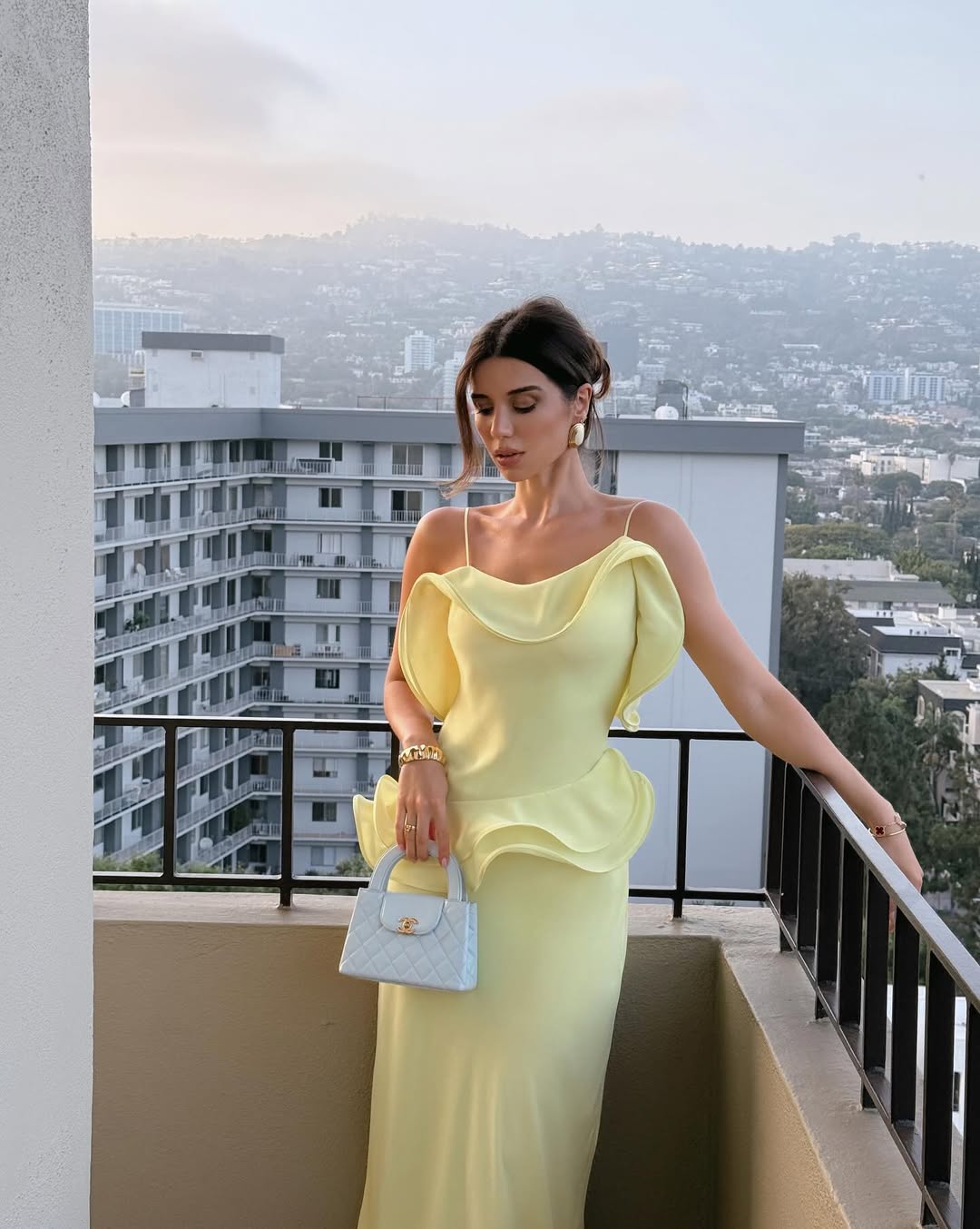 Yellow Spaghetti Strap Ruffles Prom Dress Mermaid  with Pleated - liymcdress