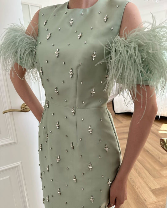 Fashion Green Sleeveless Jewel Prom Dress Mermaid with Rhinestone - liymcdress