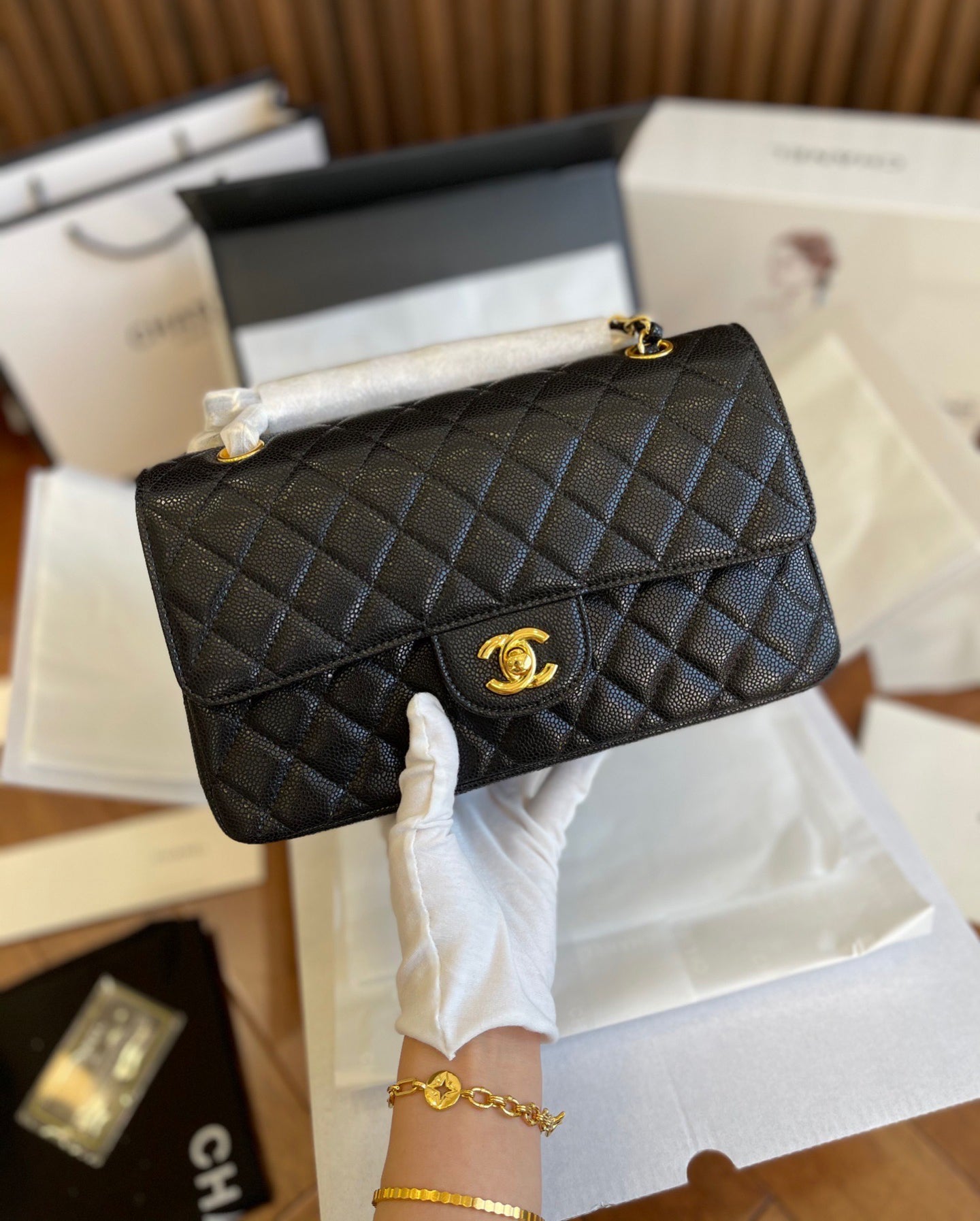 CHANEL CLASSIC FLAP QUILTED BLACK  BAG PURSE