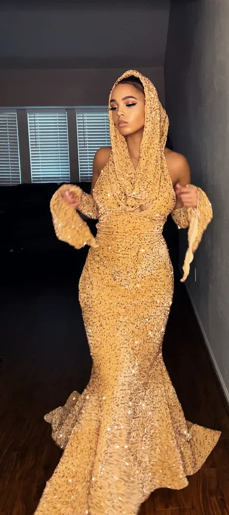 Arab Style Elegant Sequin Bodycon Prom Dresses Halter Evening Party Dress,AST2220