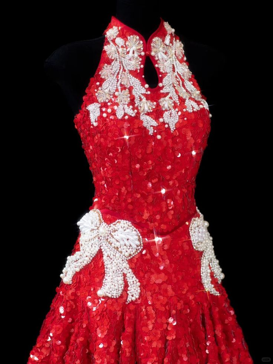 Sparkly Red Sequin A Line Short Homecoming Dress Birthday Dress Y9659