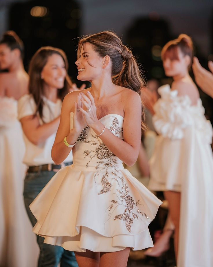 Charming Strapless Satin Beaded Homecoming Dress white Short Birthday Dress Y8924