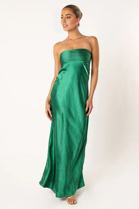Casual Column Strapless Neck Sleeveless Backless Floor-Length Prom Dress