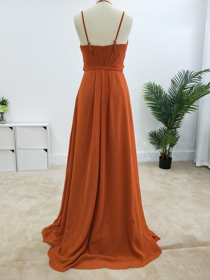 Charming Spaghetti Straps A-line Bridesmaid Dresses With Slit BD083