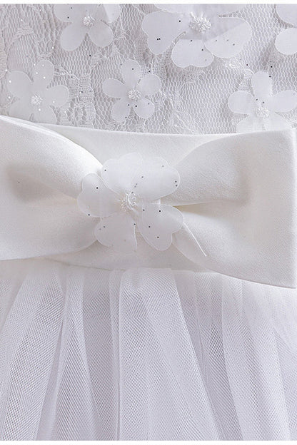 Crew Neck Blush Pink 3D Floral Birthday Dress