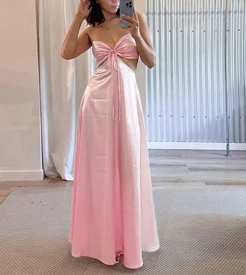 Liymcdress Simple Pink Long Prom Dress Charming Evening Party Dress Elegant Formal Dress