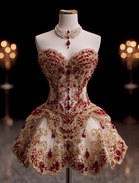 Sexy A-line Short Prom Dresses Tulle Beaded Sweetheart Evening Dresses  ED05992