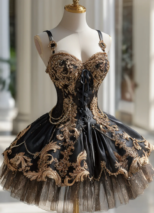 Cute A-Line Short Prom Dresses Spaghetti Straps Applique Black Birthday Dresses Tulle Sleeveless Party Dresses ED06223