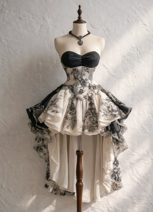 Gorgeous Vintage Prom Dresses Sweetheart A-Line Short Party Dress Floral Chiffon Sleeveless Birthday Dress ED06743