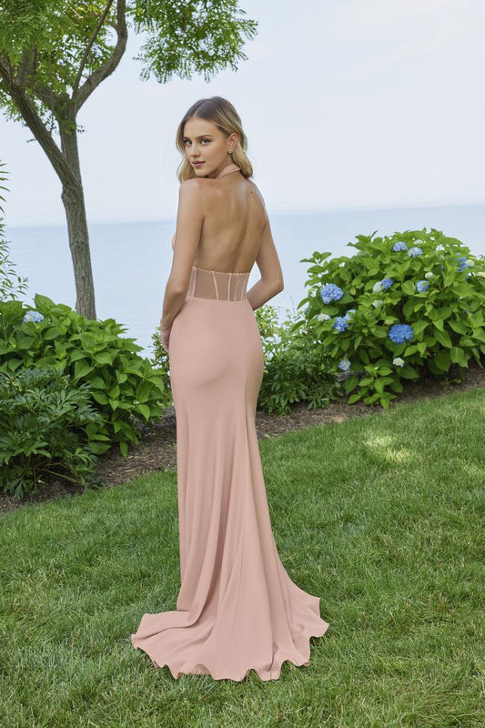 Formal Wear Dresses Corset/Sheath Halter Sleeveless Prom Dress Off-the-Shoulder Backless Floor Length With Slit Prom Dress Prom Dresses Stores