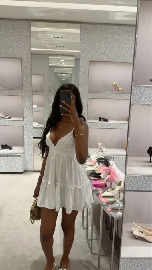 Liymcdress A-line V Neck Homecoming Dress Cute Birthday Dress Party Dress Graduation Dress Short Prom Dress Beach Dress