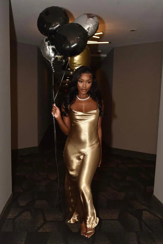 Liymcdress Simple Satin Long Prom Dress Sleeveless Charming Evening Party Dress Women's Dresses