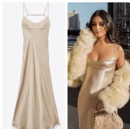 Liymcdress Dress Wholesale Soft Spaghetti Strap Sleeveless Satin Long Prom Dress Simple Formal Party Dress