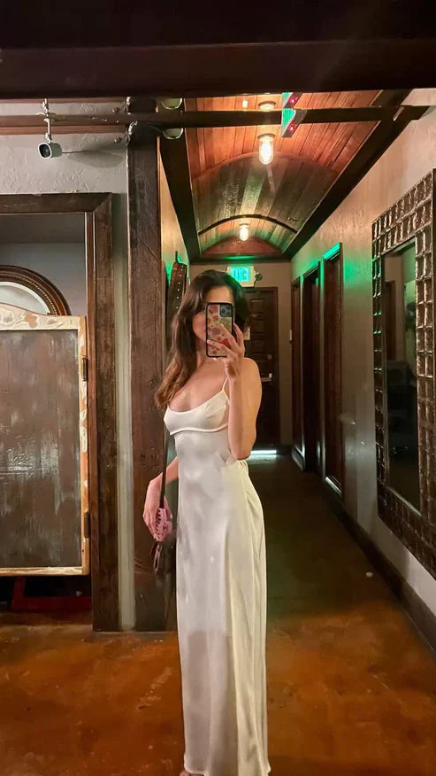 Liymcdress Dress Wholesale Soft Spaghetti Strap Sleeveless Satin Long Prom Dress Simple Formal Party Dress