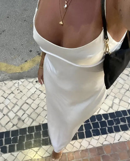 Liymcdress Dress Wholesale Soft Spaghetti Strap Sleeveless Satin Long Prom Dress Simple Formal Party Dress