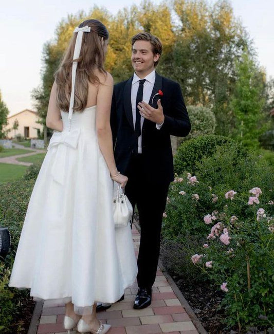 Liymcdress Fashion A Line Satin Tulle Wedding Dress Simple Square Neckline Elegant Formal Prom Dress