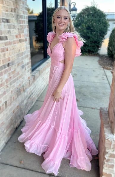 A-Line Long Hot Pink Prom Dresses Y6803