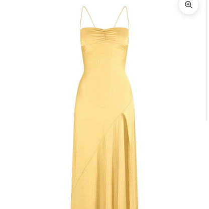 Sexy Mermaid Spaghetti Straps Sleeveless Party Dress Yellow Prom Dresses P2322