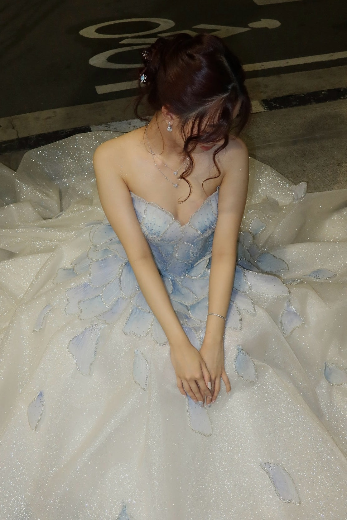 Princess A Line Sweetheart Light Blue Long Prom Dress with Beading