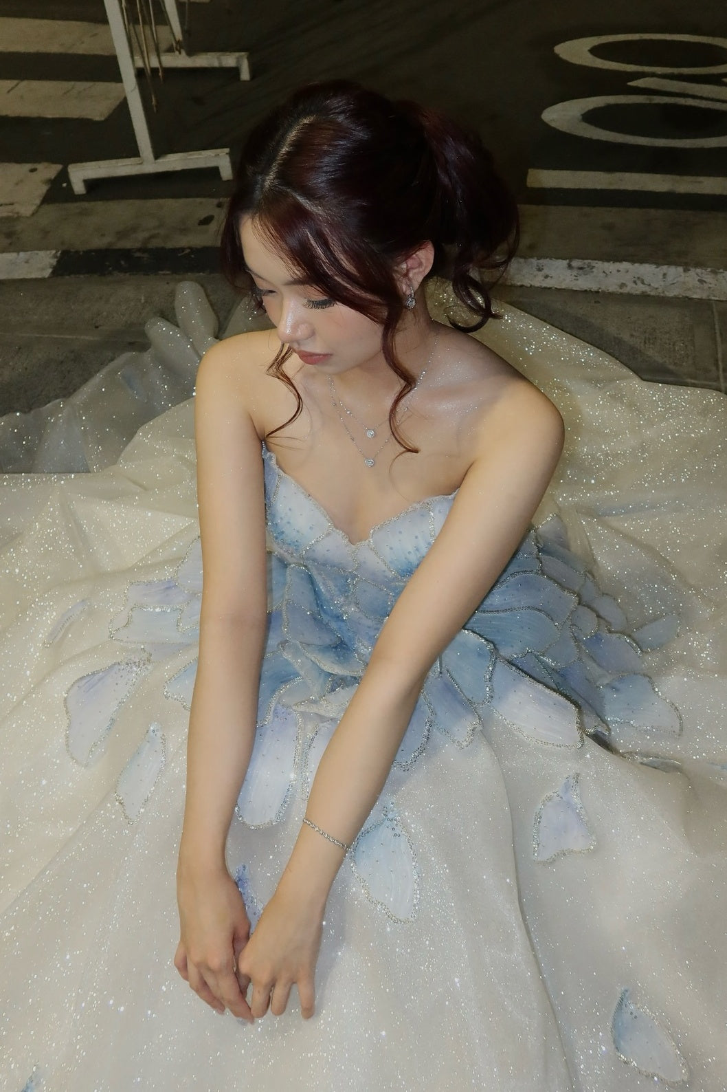 Princess A Line Sweetheart Light Blue Long Prom Dress with Beading