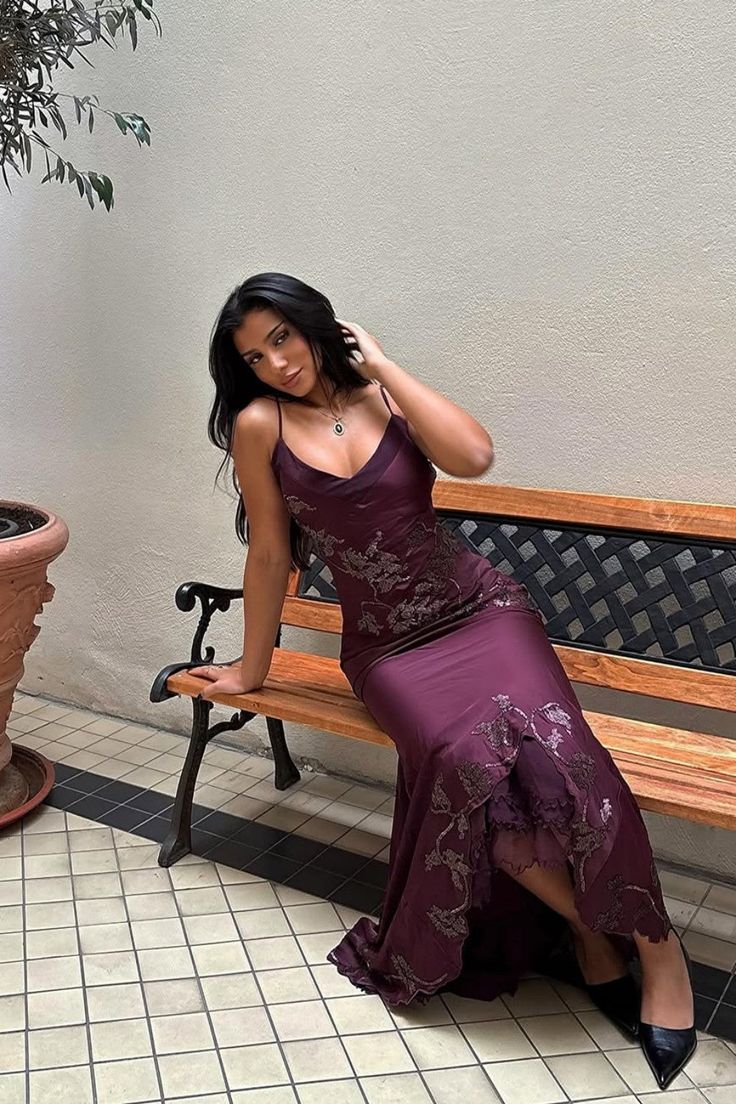 Purple Spaghetti Straps Floral Party Dress,LTP4329