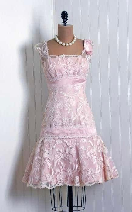 Vintage Pink Lace  A Line Homecoming Dress Mini Birthday Dress Y8864