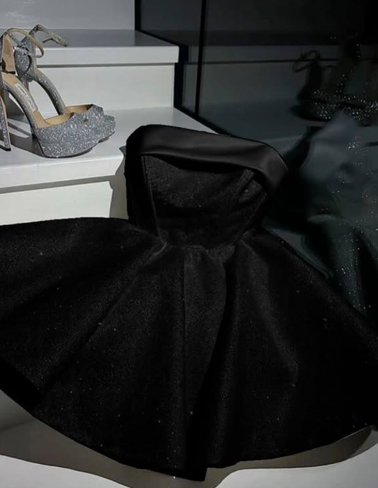 White Princess A Line Strapless Sequin Short Prom Dress Homecoming Dress SH4357