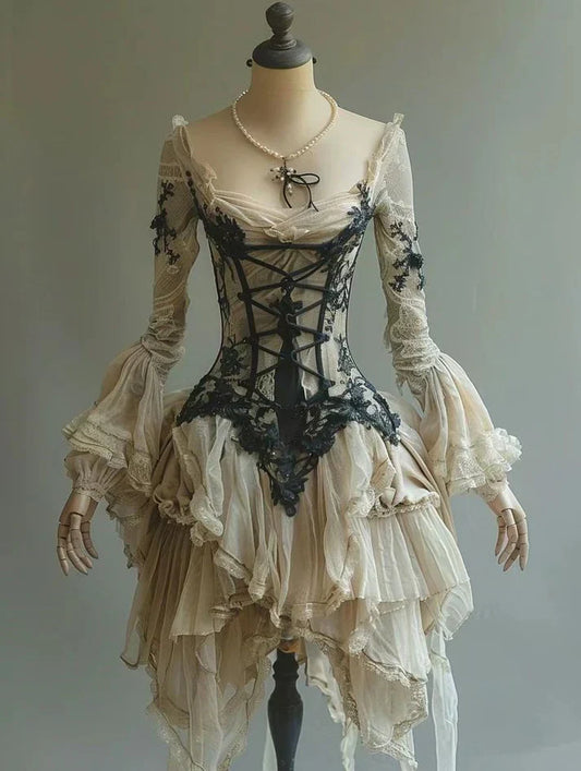 Retro Pleated Tulle Long Sleeves Short Party Dress Homecoming Dress ,AST2126