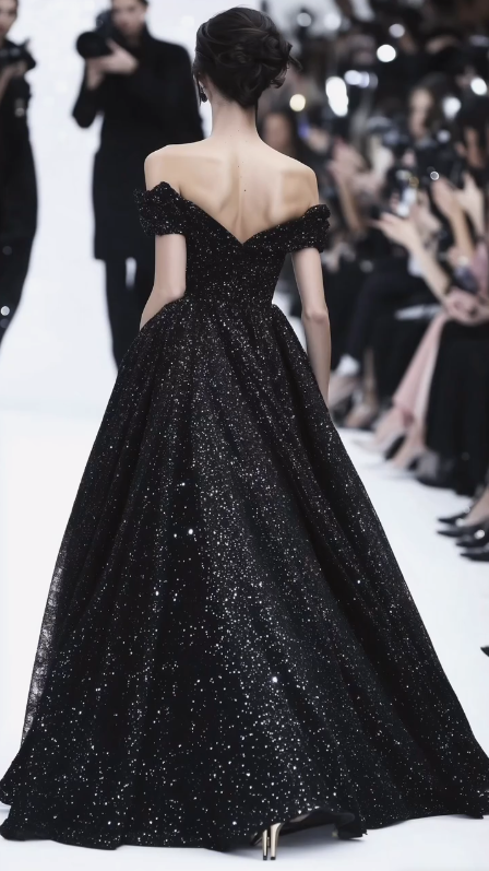 Sparkly Off The Black Sequins Prom Dress Formal Evening Dress Y8344