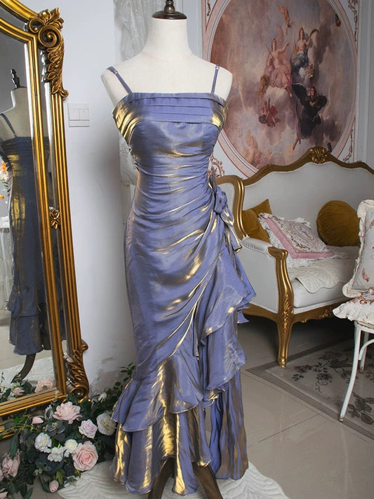 Spaghetti Straps Satin Long Party Dresses Woman Dress Elegant Party