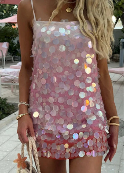 Liymcdress Shiny Spaghetti Straps Sequin Homecoming Dress Short Graduation Dress Lovely Birthday Party Dress No With Accessories