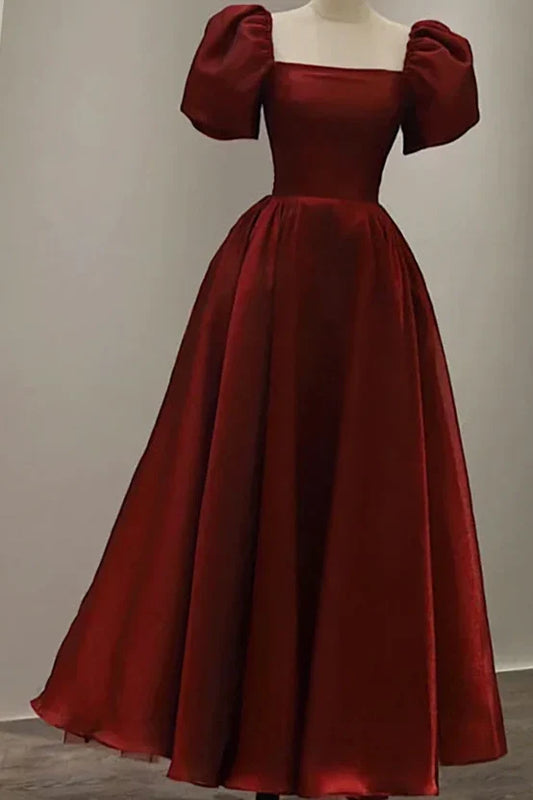 Simple Prom Dresses Burgundy A-Line Party Dress,AST2294