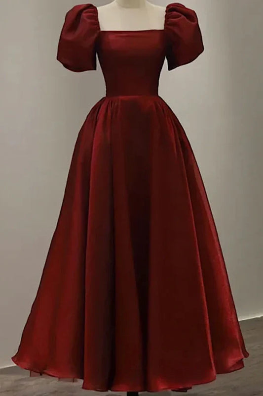 Simple Prom Dresses Burgundy A-Line Party Dress,AST2294