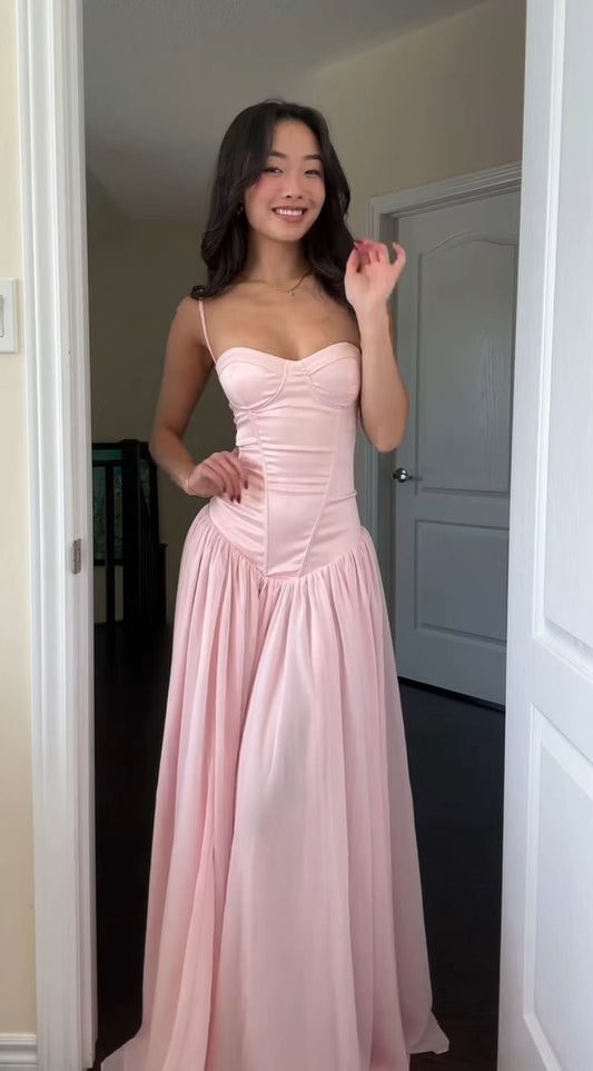 Simple Prom Dresses Spaghetti Straps Pink Evening Party Dress Cheap Bridesmaid Dresses,LTP4256