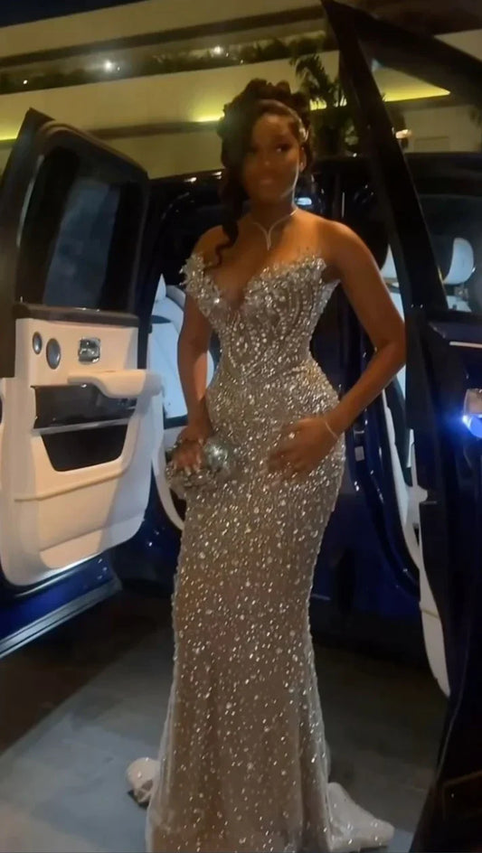 Sparkle Mermaid Beaded Prom Dresses Sweetheart Long Evening Party Dress,AST2241