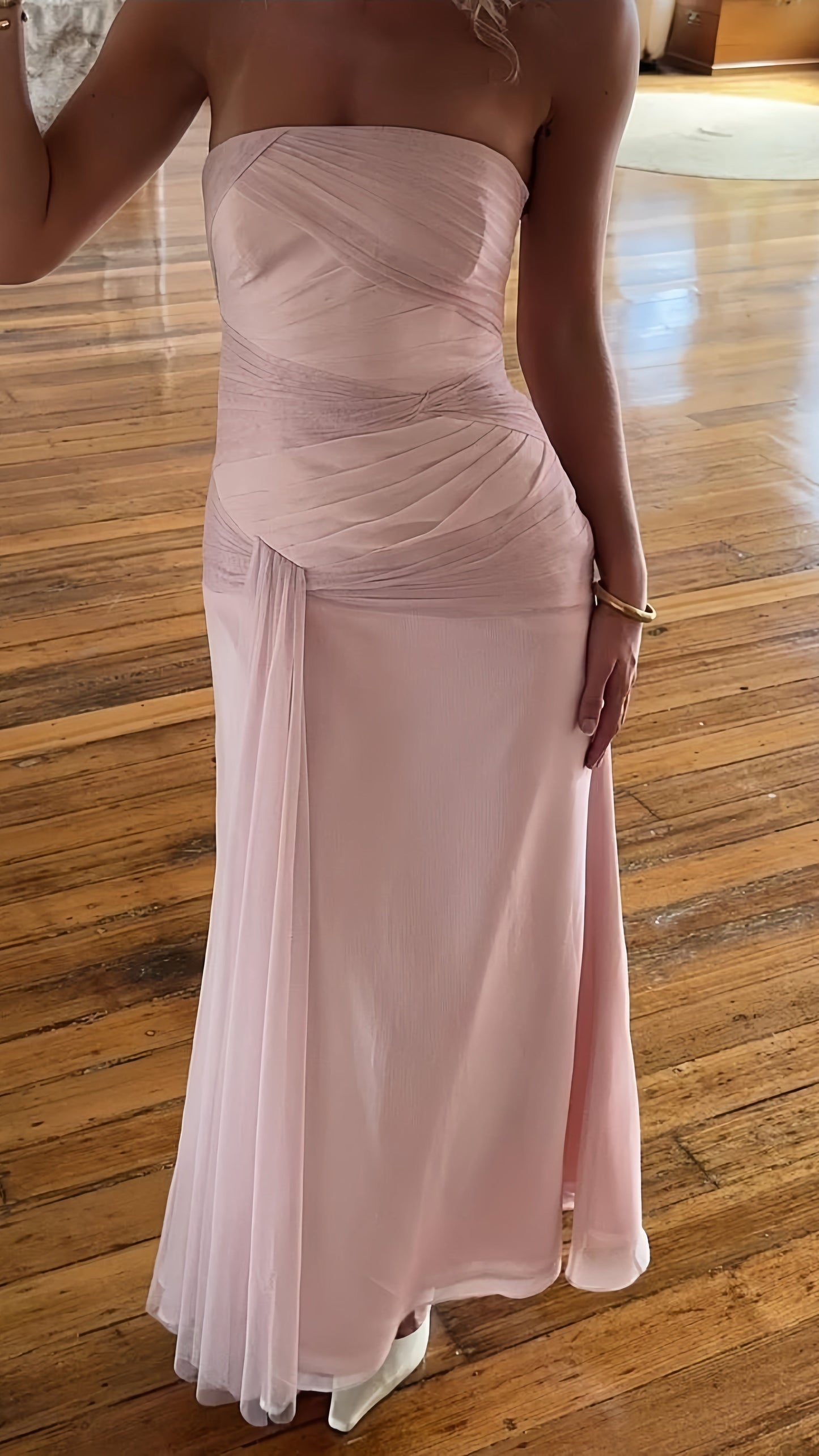 Strapless Pink Evening Prom Dresses Rutched Long Party Dress,LTP4320
