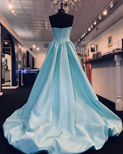 Weitese Formal Wear Dresses Blue High Low Prom Dress With Sweetheart Neckline Dresses Formal