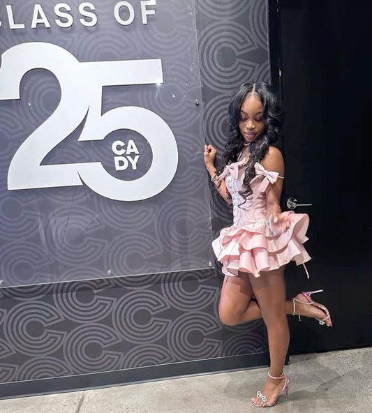 Cute Pink Spaghetti Straps Homecoming Dress Short Birthday Dress With Bow S511