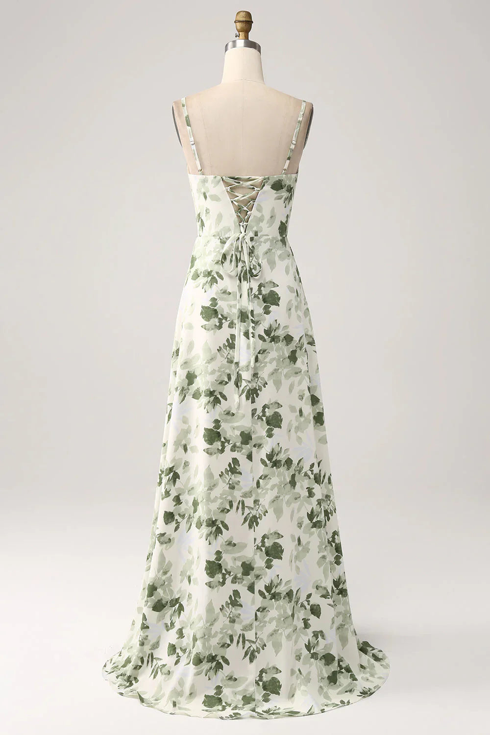 Cowl Neck Floral A Line Prom Dress With Slit