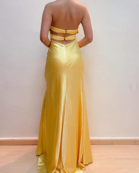 Weitese Dress Yellow Prom Dresses V Neck Formal Evening Dress Long Party Dress Formal Wear Dresses